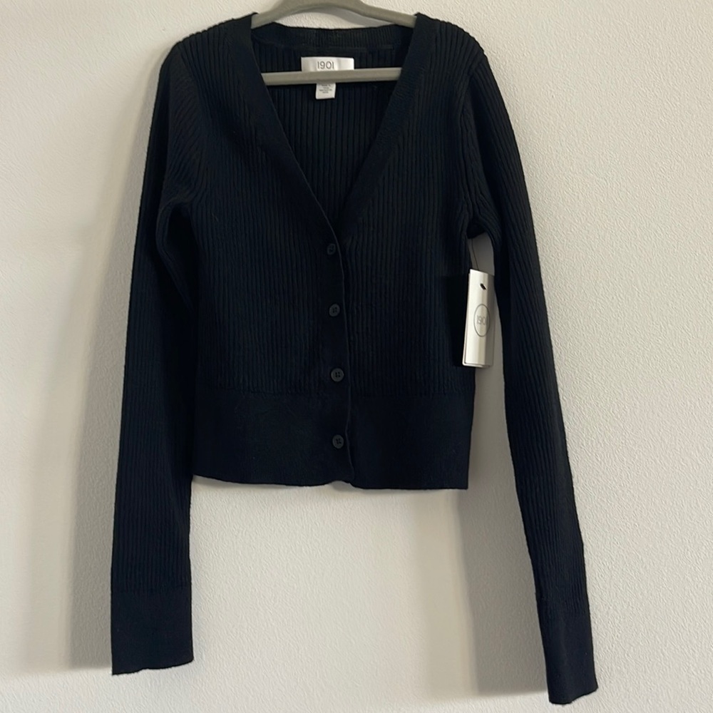 1901 Girls Black Cardigan Size Small (7/8))